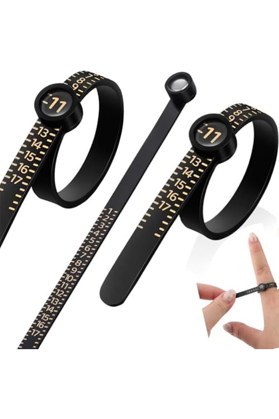 3-Pack Ring Sizer Measuring Tool with Magnifier, 1-17 Ring Size Measurer - Ring Finger Sizer Gauge Measure Tool - Sizing Tools - Clear and Intuitive Reading