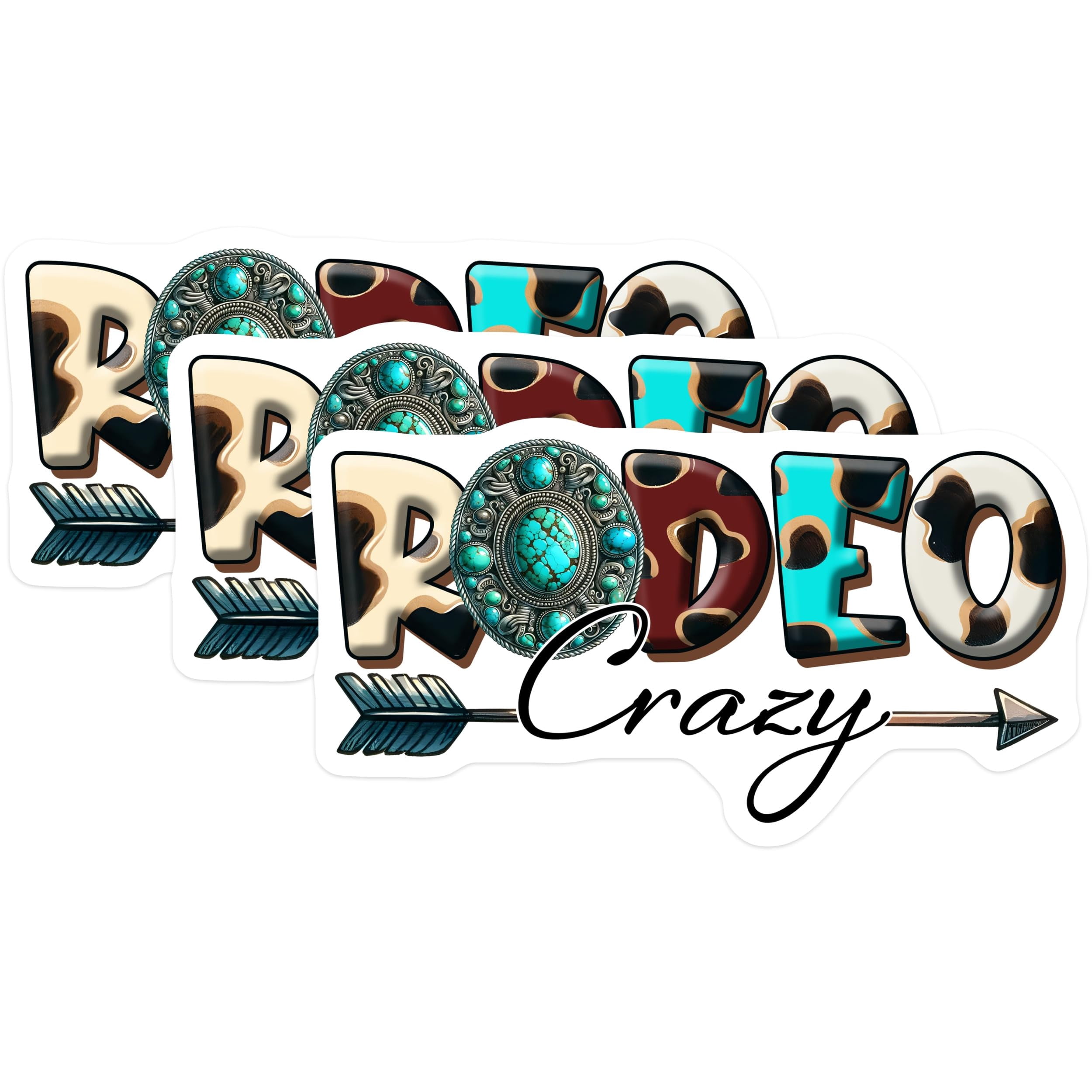 (3 Pack) Rodeo Crazy Decals - Western Stickers - Cowgirl Laptop Decal ...