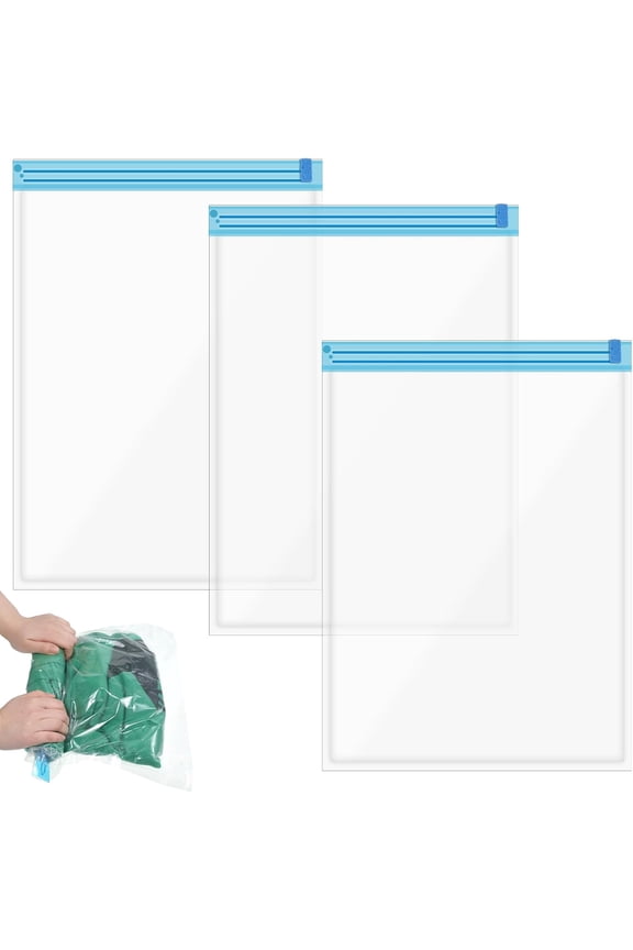 3 Pack Roll Up Compression Bags for Travel 19.6''x13.7''Hand Roll Up Vacuum Storage Bag Space Saver Bags for Clothing Backpack Luggage Suitcase Packing Home Organizers
