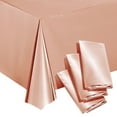 3 Pack Rose Gold Plastic Tablecloth, Metallic Table Cover Disposable