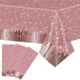 thumbnail image 1 of 3 Pack Rose Gold Sequin Tablecloth 108x54in, Glitter Diamond Plastic Table Cover for Birthday Wedding Anniversary Party, 1 of 7