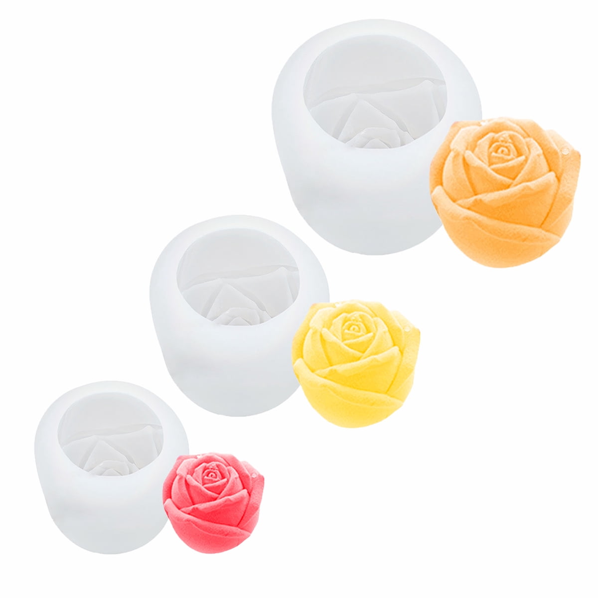 3 Pack Rose Silicone Pattern, Mini Flowers Fondant Silicone Shape for ...