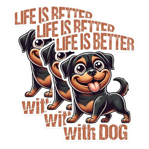 (3 Pack) Rottweiler Decals - Funny Dog Stickers - Dog Lover Decal - 3 Inches On Longest Side - Easy Peel & Apply - Made in USA - 3MCS1607