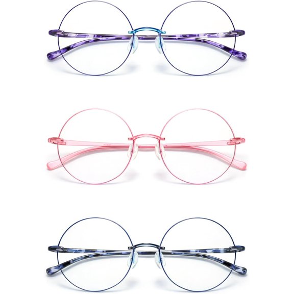 3 Pack Round Reading Glasses for Men Women Lightweight Clear Frame Readers Computer Office Use