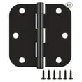 thumbnail image 1 of 3 Pack Rounded Matte Black Door Hinges, 3.5 x 3.5 Inch Hinges with 5/8" Corners, Durable and No Squeak Hinges, for Home Interior, Exterior Doors and Use, 1 of 9