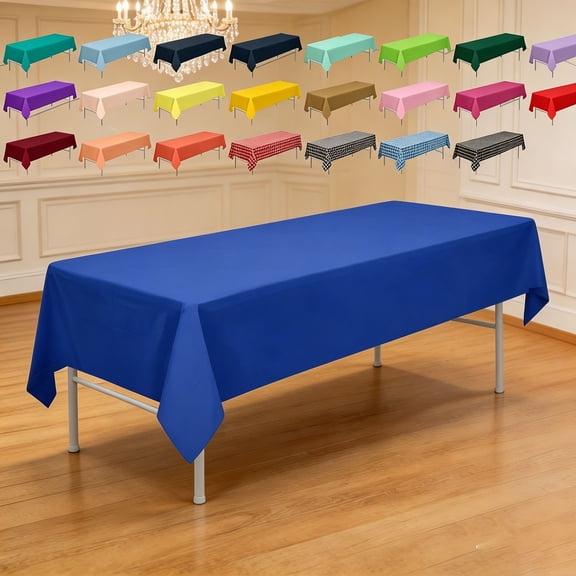 3 Pack Royal Blue Disposable Plastic Rectangular Tablecloth 54108 Inch, Waterproof Disposable Table Cover for 8ft Rectangle Tables, Birthday, Party, Picnic, Event Banquet Decor