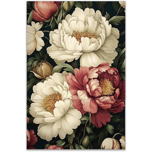 3-Pack Rub-On Transfers - 12x6 Inch Peony Bush Decals for Wood Furniture Home Decor