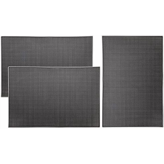 3 Pack Rubber Bar Mat 18 x 12, Thick Durable and Stylish Bar Service Spill Mat. Non Slip, Non-Toxic, Grey Service Mat for Coffee, Bars, Restaurants Counter Top