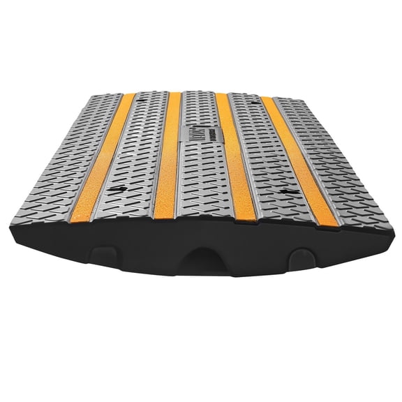 3-Pack Rubber Driveway Curb Ramp, 33069 lb Load Rating, 2.6 Inch Rise, Yellow Reflective Safety Strips for Warehouse, Sidewalk, Dock
