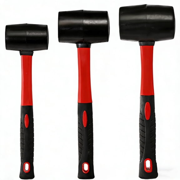 3 Pack Rubber Mallets 24/16/8 Oz Durable Camping Tools with Fiberglass Handles