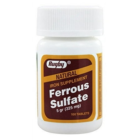 3 Pack - Rugby Ferrous Sulfate 325mg Natural Iron Supplement 100 Tablets Each