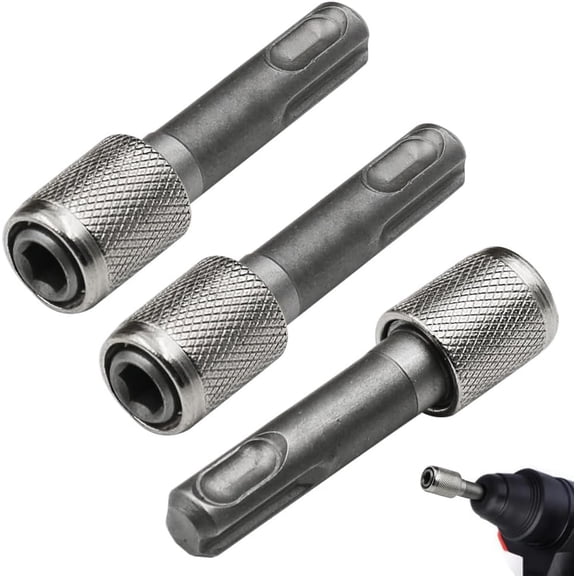 3 Pack SDS-Plus Shank to 1/4'' Hex Socket Adapter Converter SDS-PLUS to 1/4" Hex Adapter for Rotary Hammer Drill Driver Keyless Chuck 1/4 Inch Drill Bit Set Screwdriver Bits