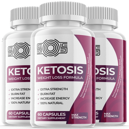 (3 Pack) SOS Ketosis - Keto Weight Loss Formula - Energy & Focus Boosting Dietary Supplements for Weight Management & Metabolism - Advanced Fat Burn Raspberry Ketones Pills - 180 Capsules