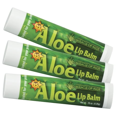 3-Pack SPF-15 Sunscreen Aloe Lip Balm, 15 oz stick