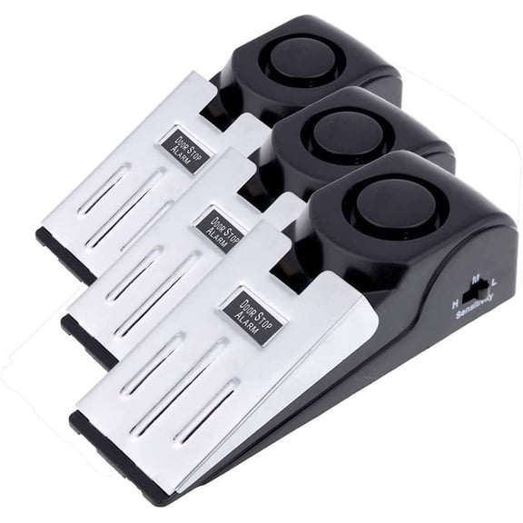 3-Pack Safety Wedge Door Stop Alarm Stopper Blocking Travel Home Security Alert 120db (Pack of 3) MS-M68 -