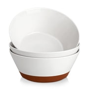 3 Pack Salad Bowl Set,MALACASA 60 oz Large Serving Bowl Set, Deep Soup Bowl for Kitchen, White Ceramic Ramen Bowl Set for Cereal, Pasta, Salad, Dishwasher & Microwave Safe, Easy Clean