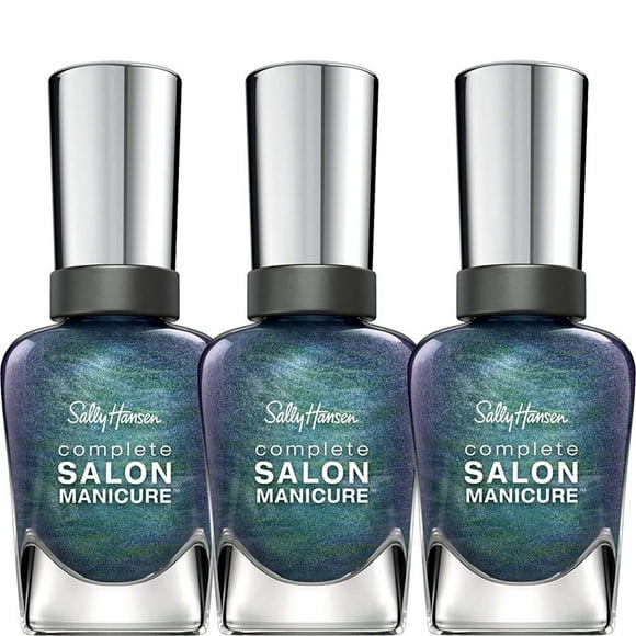 (3 Pack) Sally Hansen Complete Salon Manicure Nail Color Black and Blue 0.50 Ounces