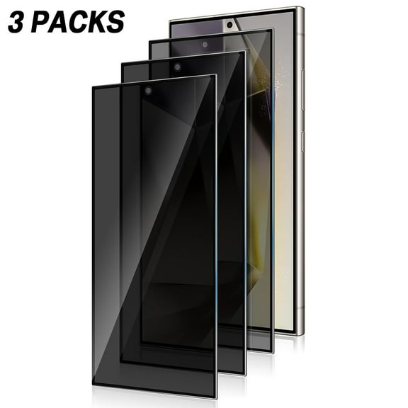 3*Pack for Samsung Galaxy S25 Plus Privacy Screen Protector Tempered Glass [Anti-Spy] [Zero Bubble] [Auto Dust-Remove] 9H Hardness Shatterproof Screen Protective Film for Galaxy S25 Plus, Black