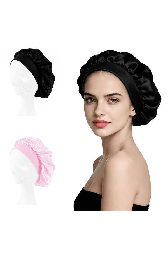 3 Pack Satin Bonnet, Satin Sleeping Bonnet for Men Women Hair Bonnet for Sleeping Unisex Sleep Cap Elastic Hair Bonnet