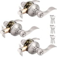 thumbnail image 1 of 3 Pack Satin Nickel Keyed Alike Entry Levers, One Keyway Entrance Handles Entry Locksets with Same Keys, Reversible for Right Left Handed Doors, 1 of 8