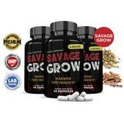 3 Pack Savage Grow Men s Health Supplement 1484mg 180 Capsules