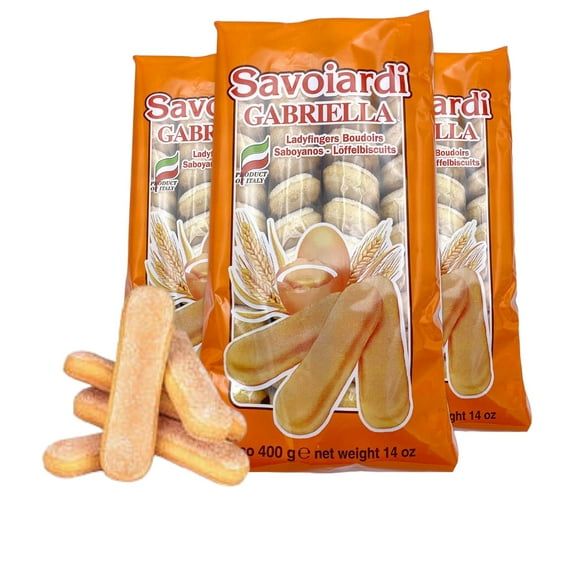 3 Pack Savoiardi Italian Gabriella Lady Fingers Champagne Biscuits | Bellamore Ladyfinger Cookies | Perfect for Tiramisu | Imported From Italy | Large 400g/each