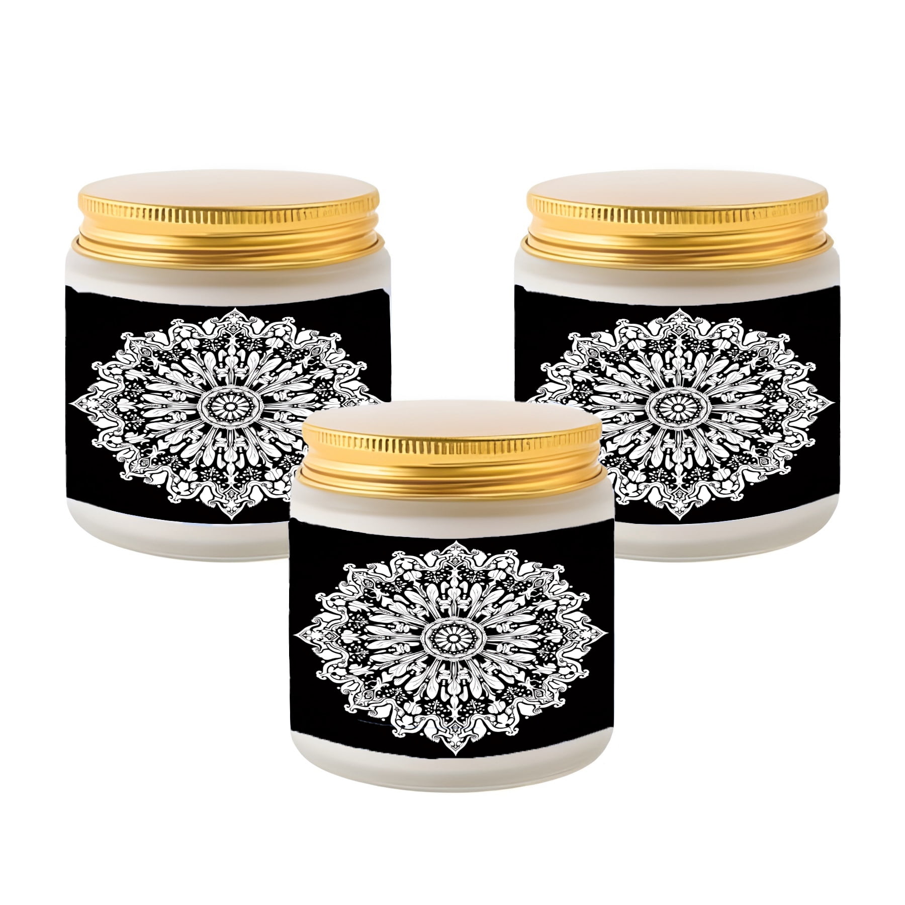 3 Pack Scented Soy Wax Candles in Elegant Glass Jars with Intricate ...