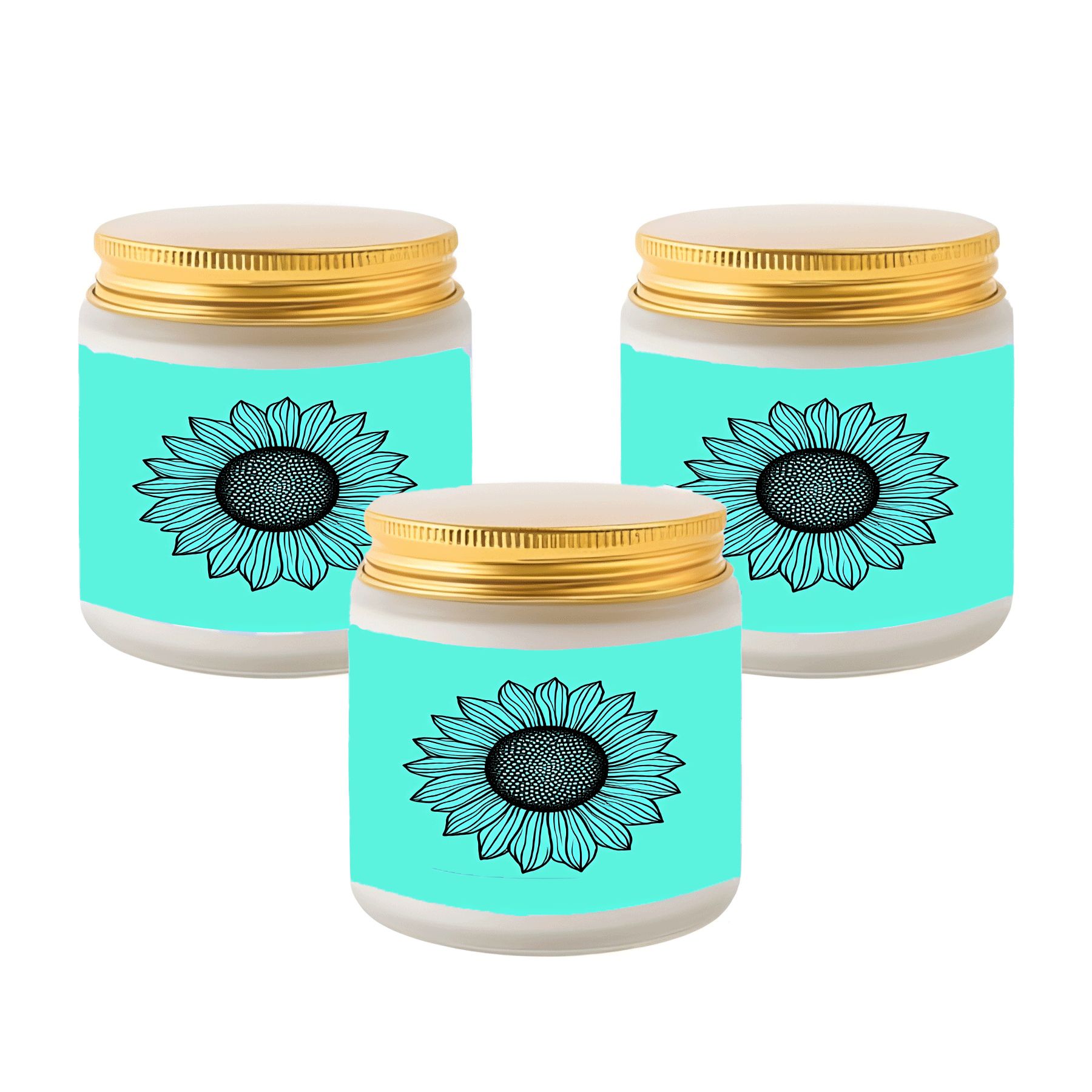 3 Pack Scented Soy Wax Candles in Elegant Glass Jars with Turquoise ...