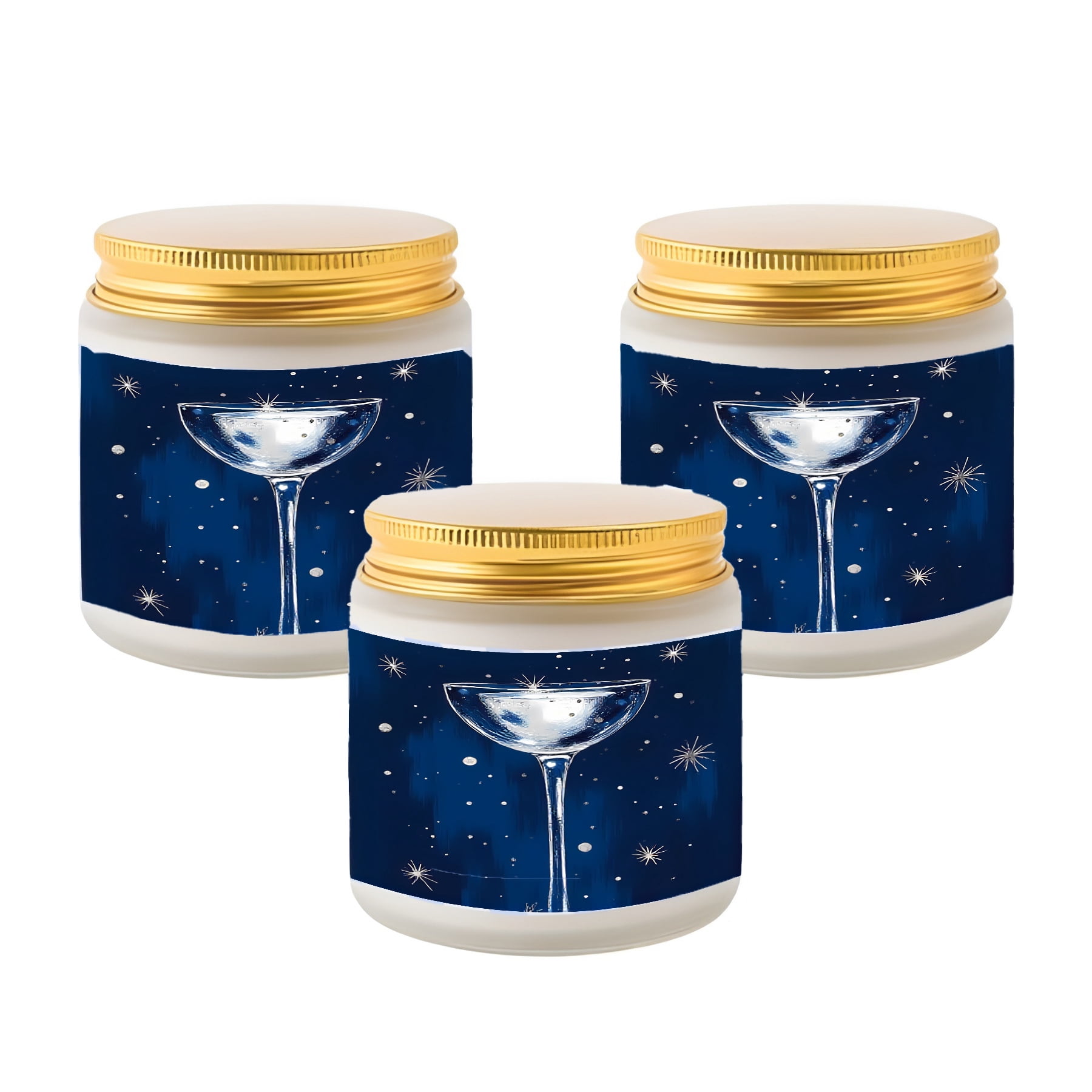 3 Pack Scented Soy Wax Candles in Elegant Jars with Golden Lids ...