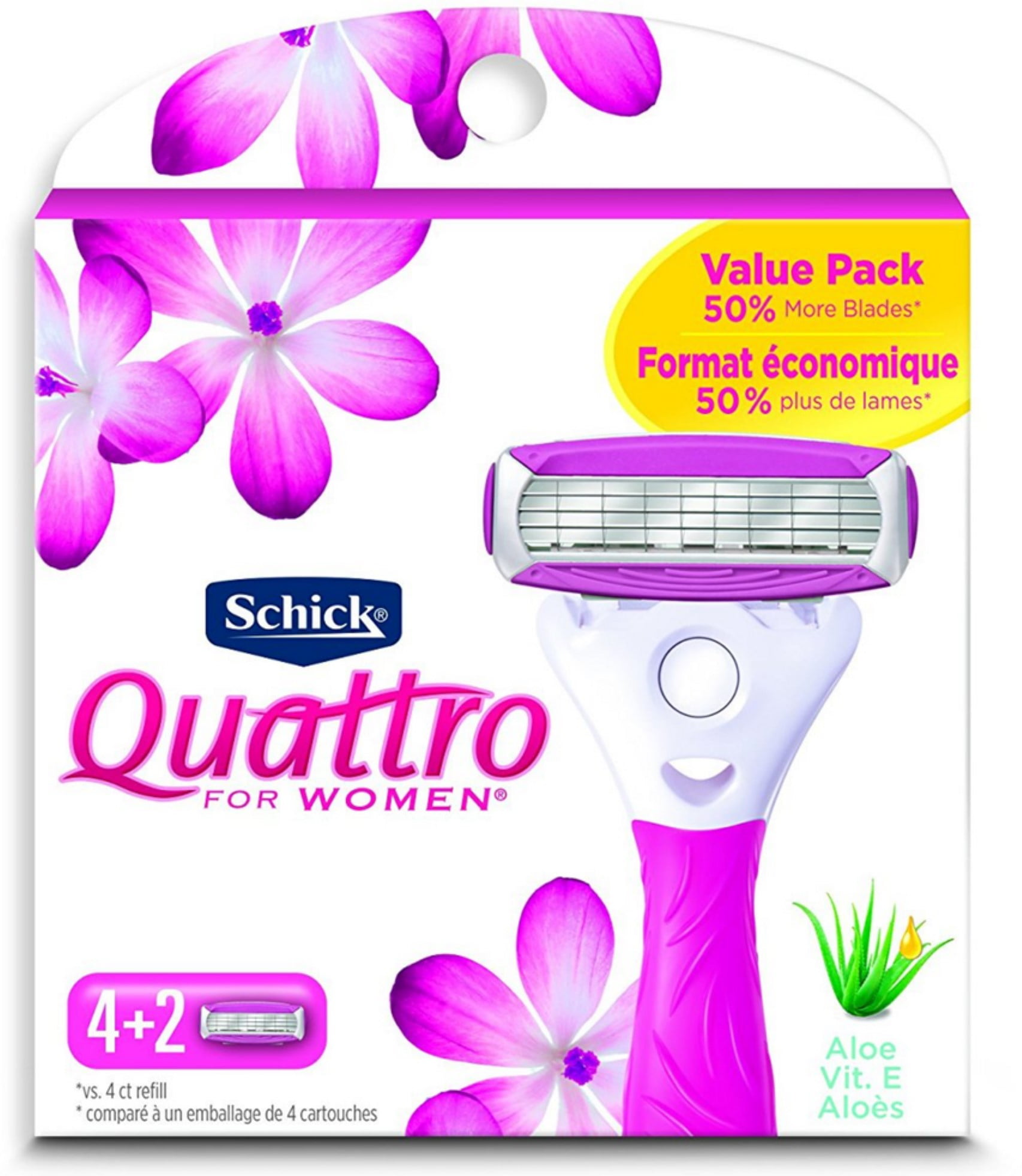 3 Pack - Schick Quattro Ultra Smooth Razor Blade Refills for Women 6 ea