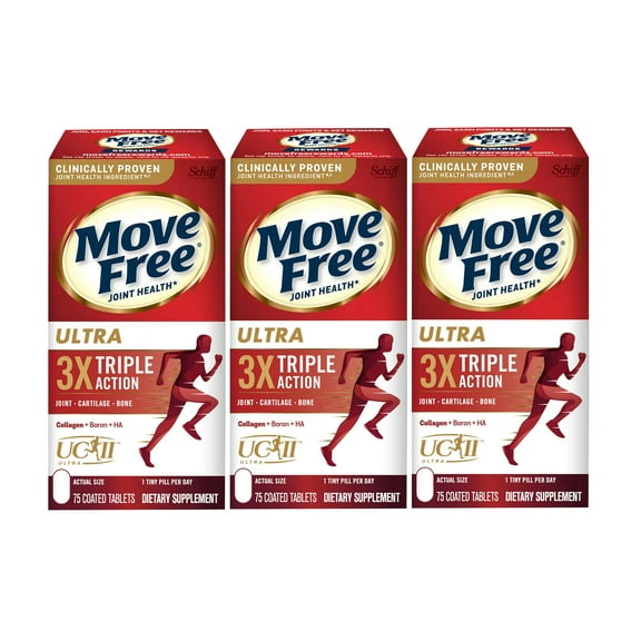 3 Pack | Schiff Move Free Ultra Triple Action Joint Supplement, 75 Tablets