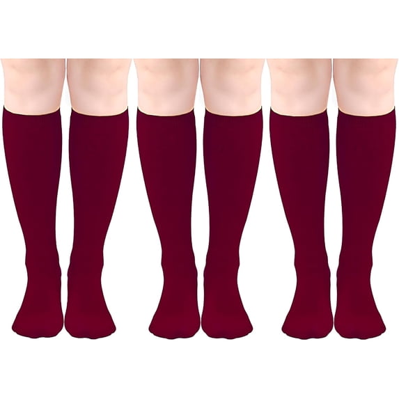3 Pack School Uniform Cotton Knee High Socks Knee High Socks for Girls and Boys