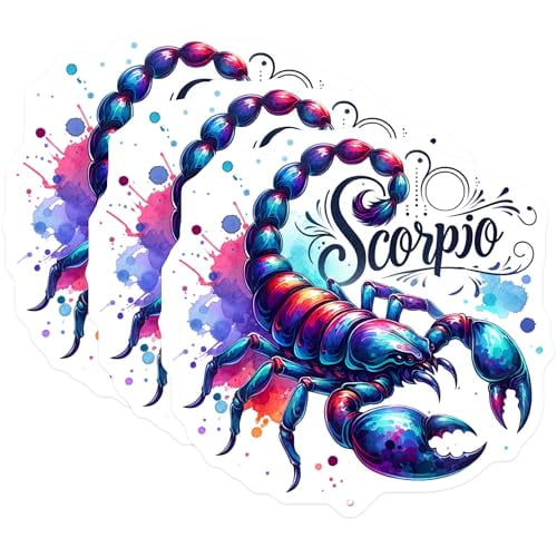 (3 Pack) Scorpio Zodiac Decals - Astrology Lover - Laptop Decals- 3 Inches On Longest Side - Easy Peel & Apply - Made in USA - 3MCS5658