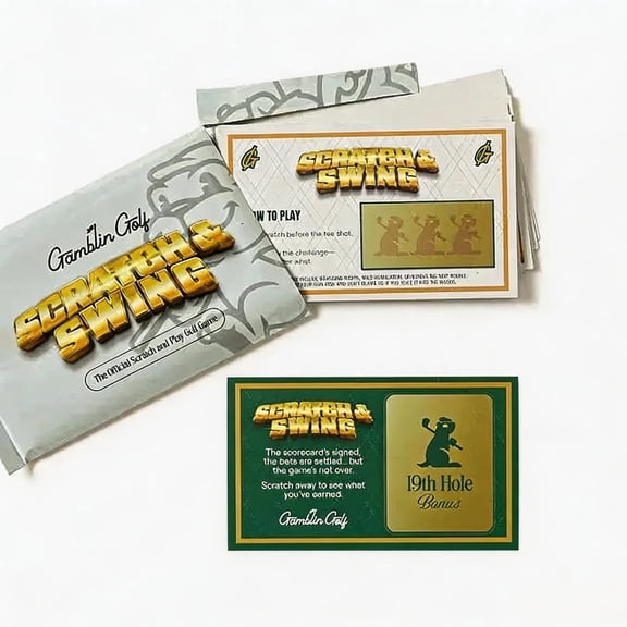 Scratch & Swing Scratch Off Golf Card Game – 3 Pack, 18 Hole Challenge Cards + 19th Hole Bonus, Fun Gift for Men Who Golf, Party Game