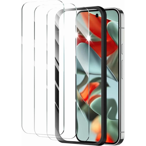 3 Pack Screen Protector for Google Pixel 9 Pro XL/10 Pro XL with a Installation Alignment Aid, Double Shatterproof HD Tempered Glass Film, Impact-Protection [9H Hardness][Anti-Shatter][Anti-Scratch]