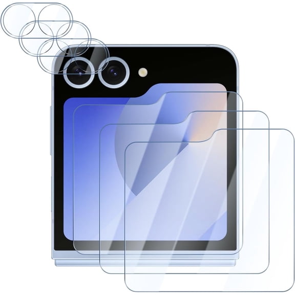 for 3 Pack Screen Protector for Samsung Galaxy Z Flip 6 6.7 inch with 3 Pack Camera Lens Protector, Tempered Glass Film Anti Scratch, 9H Hardness, HD Clear, Case Friendly