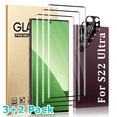 thumbnail image 1 of 3 Pack Screen Protector for Samsung Galaxy S22 Ultra [6.8 inch] + 2 Pack Camera Lens Protector, Fingerprint Compatible, Anti-Scratch, Case Friendly, 1 of 5