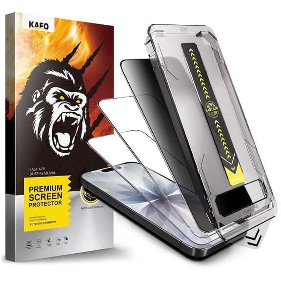 3-Pack 9H+ Tempered Glass Screen Protector for iPhone [2x HD Clear + 1x Privacy] | Military-Grade Shatterproof | No-Dust Installation Kit (15pro max)
