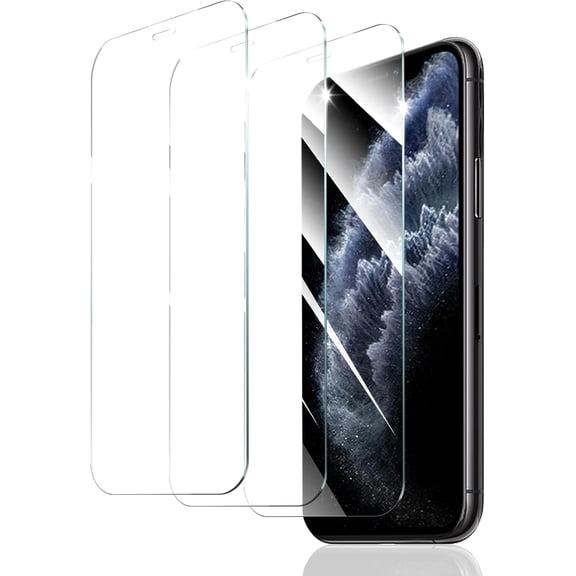 3-Pack Screen Protector for iPhone 11 Pro/iPhone X/iPhone Xs, Tempered Glass Film, Impact-Protection, HD, Anti-Scratch, 9H Hardness, 2.5D Curved Edges, Case Friendly, Bubble Free