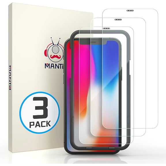 3 Pack Screen Protector for iPhone 11 Pro, iPhone Xs, iPhone X 5.8 inch Tempered Glass Clear, Shatter-Proof, Bubble Free, 3D-Touch, Case-Friendly, Easy-Install