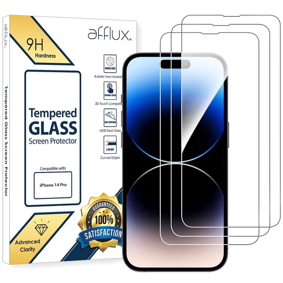 3-Pack Screen Protector for iPhone 14/14 Pro, Double Shatterproof Tempered Glass [Easy Installation] [9H Hardness] [99.99% HD Clear] [Case Friendly] 6.1 inch