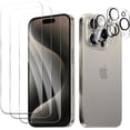 3 Pack Screen Protector for iPhone 15 Pro+2 Pack Camera Lens Protector ...