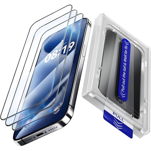 3 Pack Screen Protector for iPhone 16 Pro Max [6.9 Inch] with Auto-Alignment Kit, Auto Dust,9H+ Military Grade Shatterproof, iPhone16 ProMax Tempered Glass film,HD Clear,Case Friendly