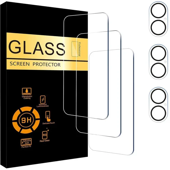 3 Pack Screen Protector for iPhone 17 [6.3 inch] + 3 Pack Camera Lens Protector with Installation Frame,Sensor Protection,Dynamic Island Compatible,Case Friendly Tempered Glass Film
