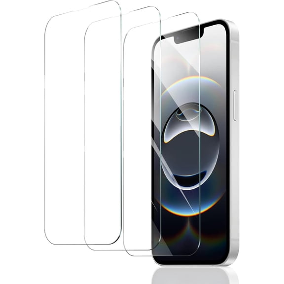 3-Pack Screen Protector for iPhone 17e/16e/13/13 Pro/14, Tempered Glass Film, Impact-Protection, HD, Anti-Scratch, 9H Hardness, 2.5D Curved Edges, Case Friendly, Bubble Free