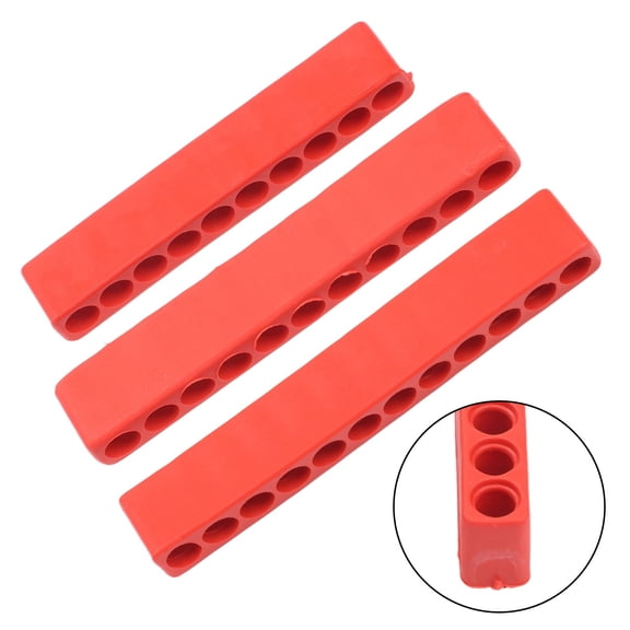 3 Pack Screwdriver Bit Holder with 10 11 12 Holes for 6.5mm Hex Shank Bits Aluminum Bronze and Plastic Storage Rack Red Organizer for Workshop Garage Tool Wall Mount