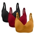 thumbnail image 1 of 3 Pack Seamless Daily Bras for Women Comfy Full-coverage No Underwire Bralettes Solid Push Up Everyday Bra Underwear, 1 of 3