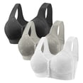 thumbnail image 1 of 3 Pack Seamless Front Button Bralette Supportive Bra Breathable Cotton Full Coverage Bra Female Front Closure Wirefree Bra Full Coverage No Underwire Bra Women's Plus Size Wireless Bra, 1 of 5