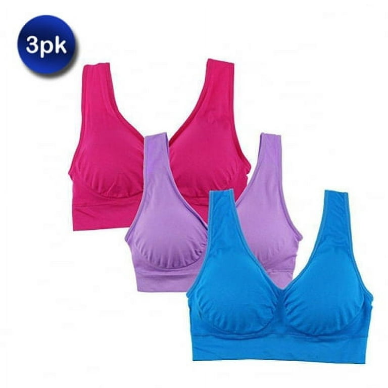 3-Pack: Seamless Miracle Bras with Removable Pads (Colorful, Medium)
