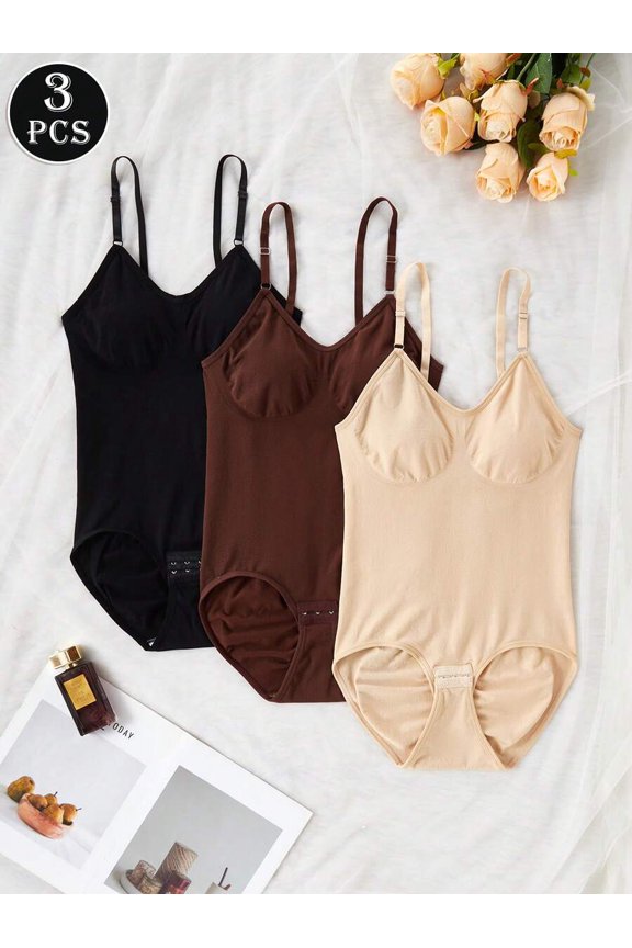 3-Pack Seamless Shapewear Bodysuit Set In Multicolor